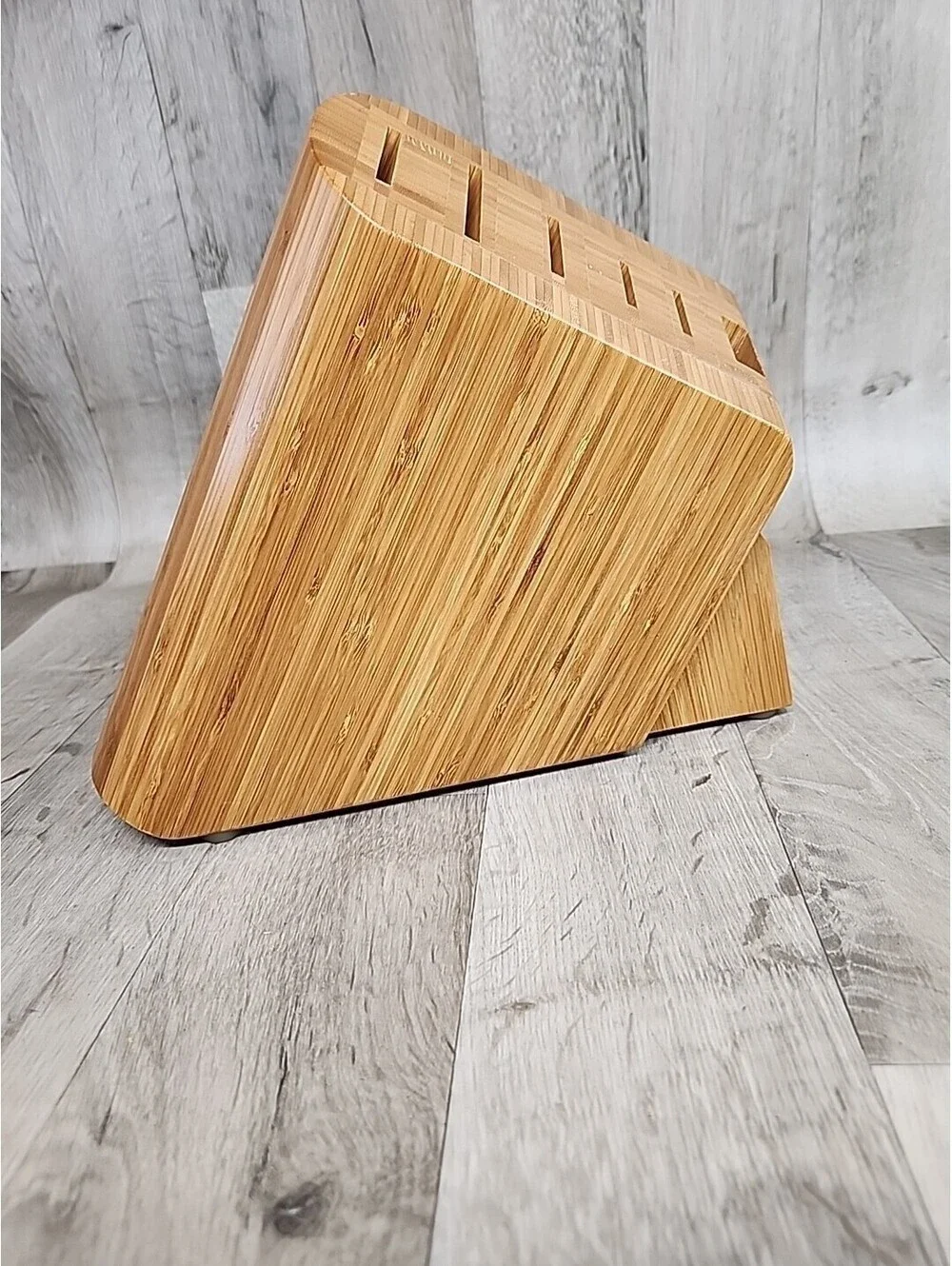 Cangshan Wood Knife Block Asymmetrical Freestanding 6 Slots Bamboo